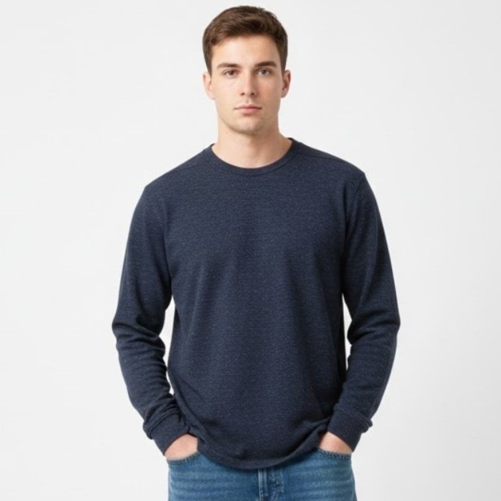 English Laundry Men XXL Dark Blue Waffle Base Layer Long Sleeve Crew Neck Shirt